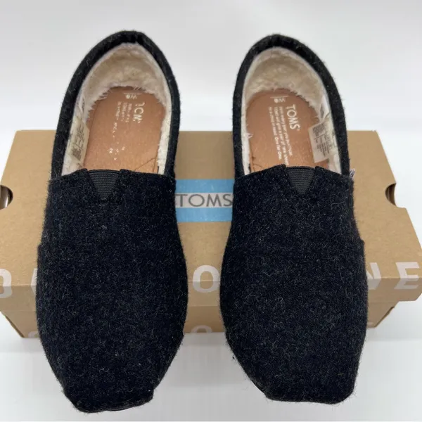 Toms Classic Women's Black Wool Plaid Patch Slip-On Flats Loafers-Size 8 - Image 4
