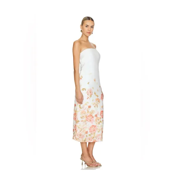 Yumi Kim White Strapless Floral Midi Dress - Image 2