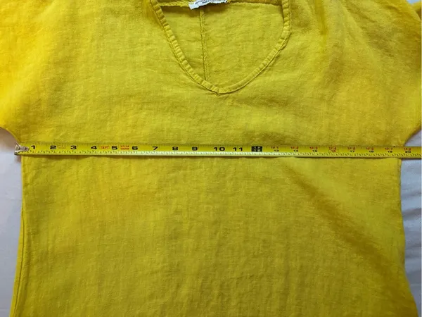 Francesca Bettini Italy 100% Linen Yellow Lagenlook Midi Dress S - Image 6