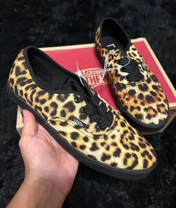VANS off the wall leopard animal print lace up shoes sneakers women's 7.5 new - Image 7