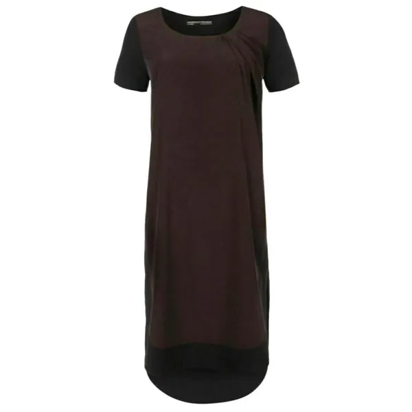 AllSaints Dress Women 4 Brown Black Silky‎ Lacyn Colorblock Panel Mini Shift - Image 2
