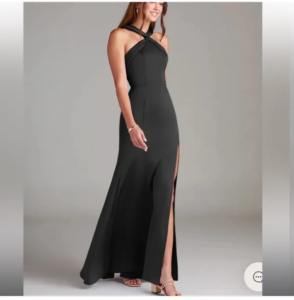 Azazie Rue Black Strapless Dress - Image 4