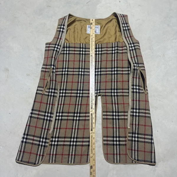 VTG BURBERRYS' 100% Wool Nova Check Plaid Liner Vest Gilet Unisex Insert - Image 3