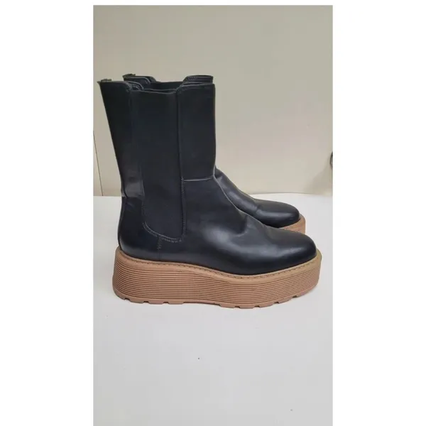 H&M black platform chunky mid calf boots size 5.5 - Image 9