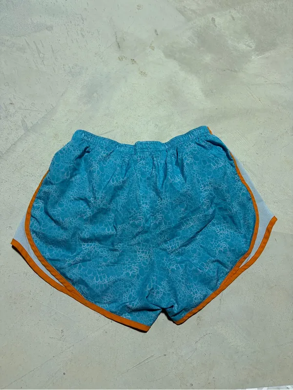 Nike Women's blue Running Shorts with Orange Trim small - Image 6