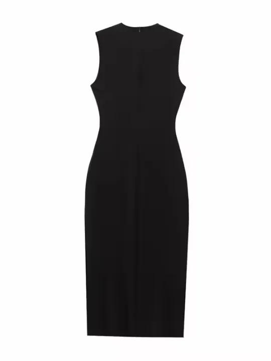Zara Black Sleeveless Maxi Dress with Gold Buckle - Image 2
