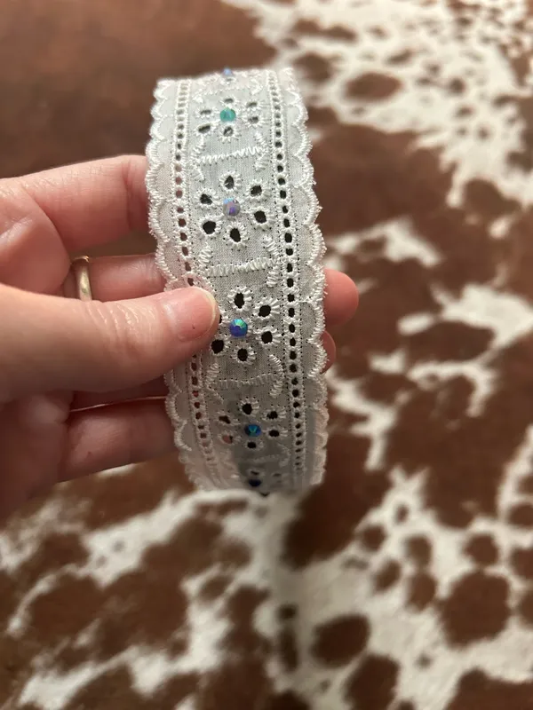 Lace ribbon with colorful crystals Headband handmade brand new - Image 5