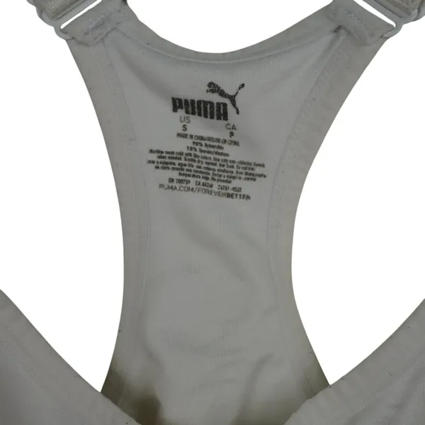 Puma Sports Bra Women Small White Racerback Adjustable Straps Athleisure - Image 3
