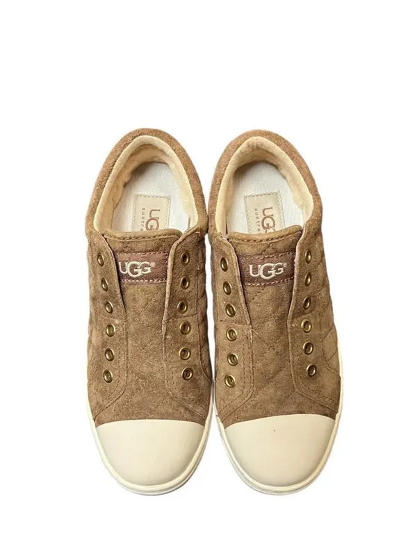 UGG Quilted Slip-On Sneakers in Tan with White Toe - Image 4