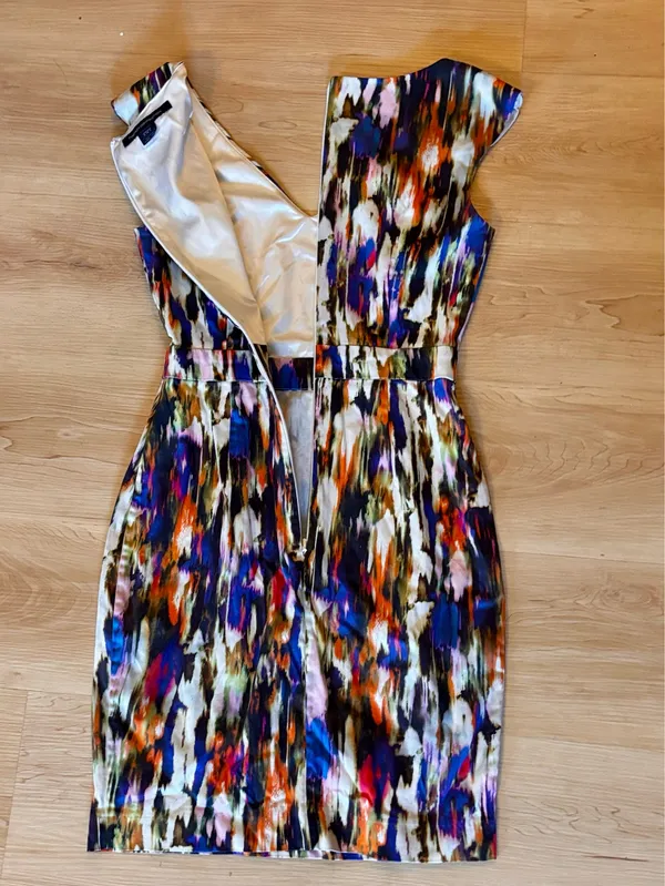 French Connection Record Ripple Sheath Dress - Multicolor Abstract Streak Print - Size 4 - Image 8