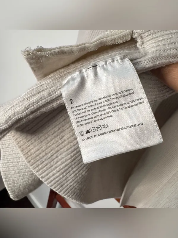Lululemon Merino Wool-Blend Ribbed Long Wrap Sweater White Opal - Image 6