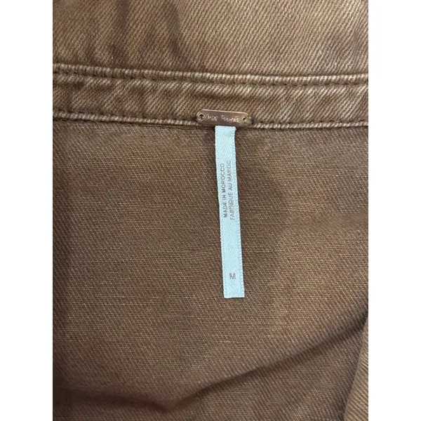 Free People Womens Denim Jacket Brown Eisenhower Slouchy Cropped Jean Medium - Image 4