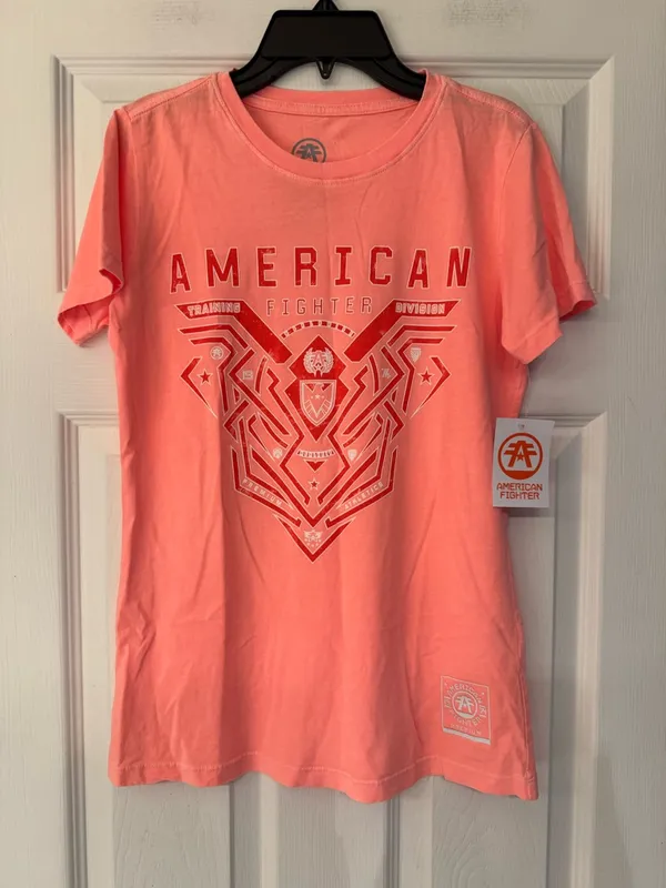American Fighter Brimley Women's Coral Peach Graphic Cotton Tee Size XS - Image 2
