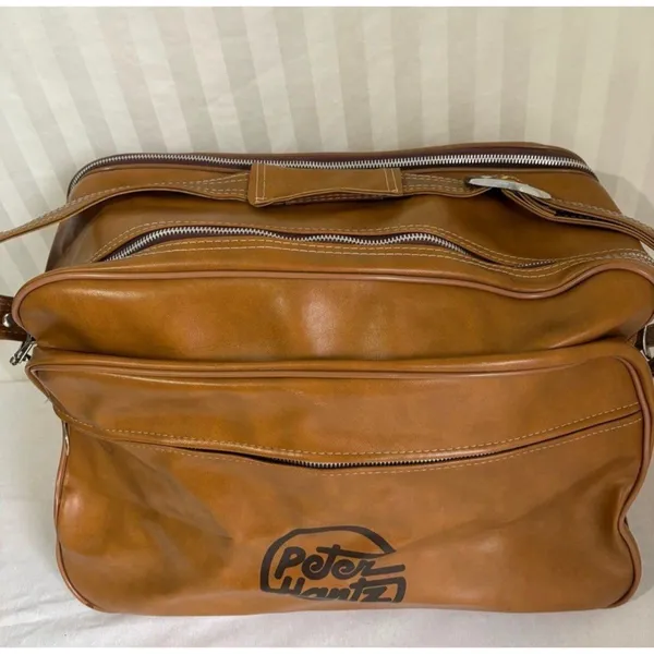Vintage Peter Hantz Caramel Brown Faux Leather Travel Bag Shoulder Duffle - Image 3