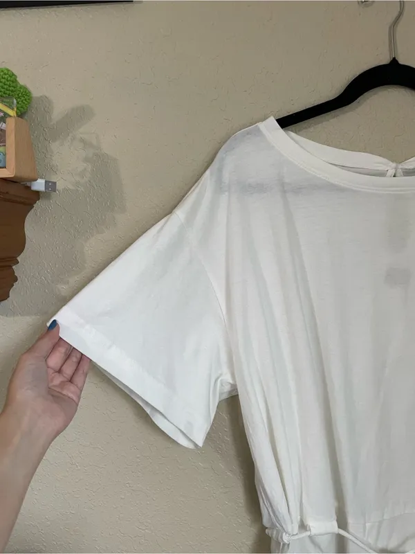 Free People Free Est Monet Romper Size XS White Relaxed Oversized T Shirt Boho - Image 8