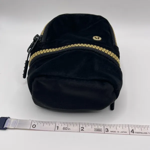 Lululemon Black Velour Nano Backpack Bag Charm with Golden accents - Image 10