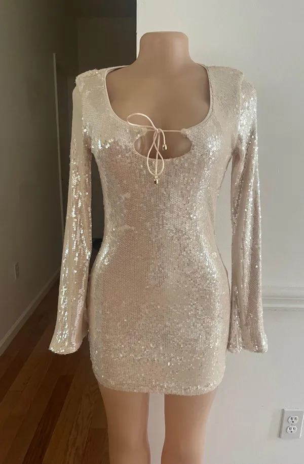 Women's Long Sleeve Sequin Mini Shift Holiday Dress - Wild Fable™. - Image 3