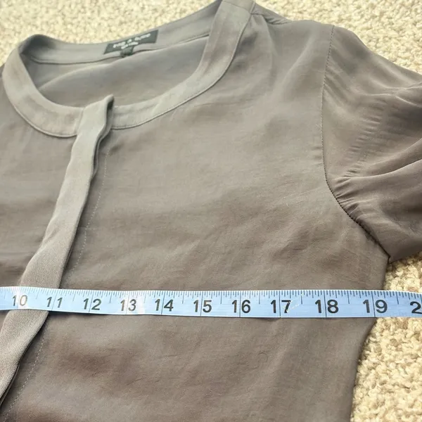 Rag & Bone Silk Sheer Hi Low Blouse Taupe Long Sleeve‎ Top S Minimalist Designer - Image 10