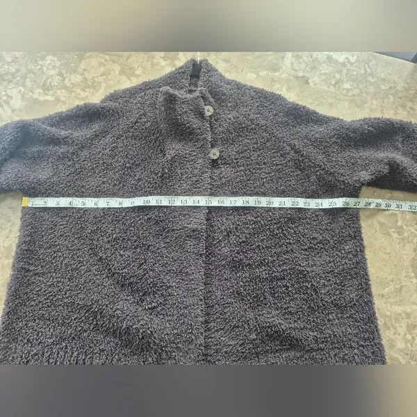 Barefoot Dreams QVC comfy button sweatshirt Cozy Chic Charcoal Teddy Jacket 2X - Image 11