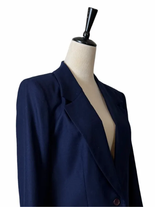 Pendleton Vintage Virgin Wool Blazer Size 12 Single Button Lined Solid Blue 90s - Image 7