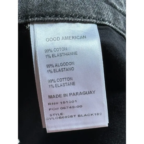 Good American Good Distressed Jeans Women's Size 6/28 Washed Out Black Mid Rise - Image 9