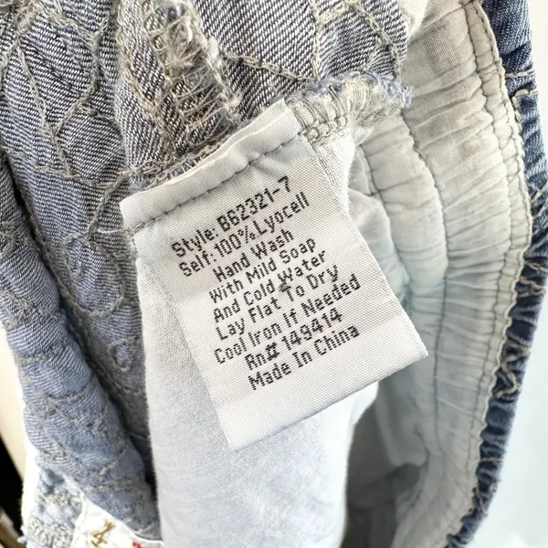 Johnny Was Biya Large Pants Blue Embroidered Chambray Lyocell Jogger Boho 1394 - Image 4