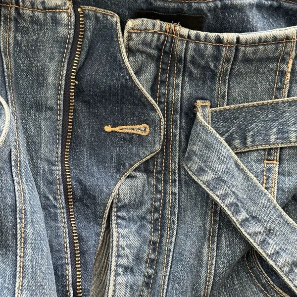 Aritzia Bardot Denim High Waist Wide Legs belted cotton Jeans Size 26 - Image 9