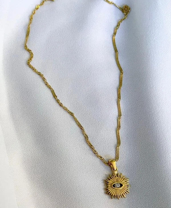 Boutique Gold Evil Eye Dainty Pendant Necklace - Image 5