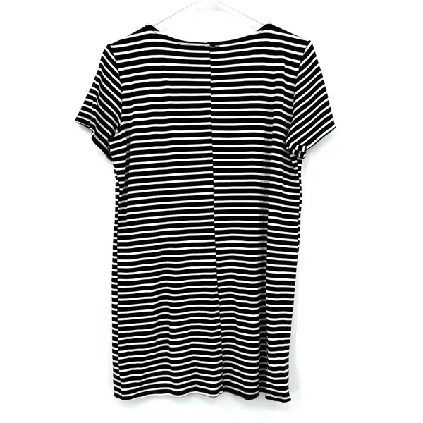Ann Taylor Size Medium Short‎ Sleeve Top Shirt Blouse Black White Striped Tunic - Image 2
