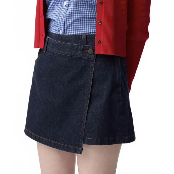 Uniqlo GU Denim Wrap Skort NWT Navy Blue Wash XS - Image 2