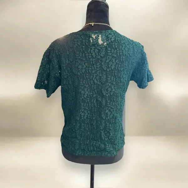 Victoria‎ Secret vintage lace hunter green sheer top large - Image 4