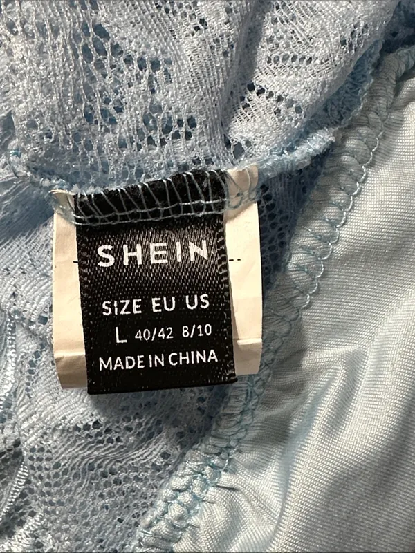SheIn Lace Halter Bralette Top - Light Blue - Image 2