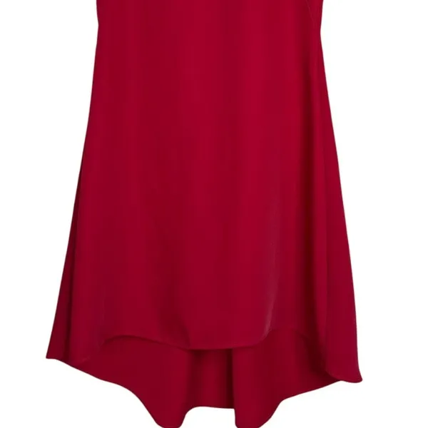 Nha Khanh Sleeveless Asymmetric High-Low A-Line Dress Cocktail Mini Dress 2 Red - Image 4