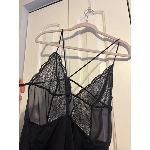 Calvin Klein Black Lace Mesh Strappy Teddy Bodysuit L XL - Image 4