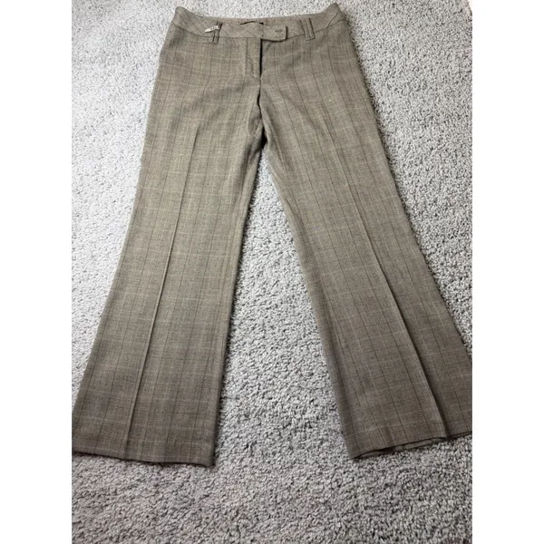 Dalia Collection Brown Plaid Wide Leg Dress Pants Womens Size 12 Office Trousers - Image 3