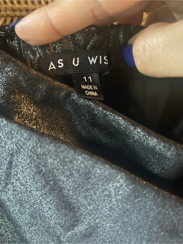 As U Wish Black One-Shoulder Shimmer Cocktail Dress - Image 5