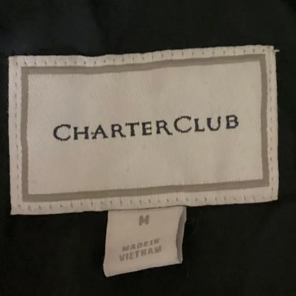 Charter Club Navy Corduroy Trim Snap Buttons Quilted Puffer Coat Jacket Sz M - Image 4