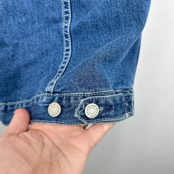 Vintage Eddie Bauer 100% Cotton Denim‎ Vest Button Front Layering 90s Country - Image 7