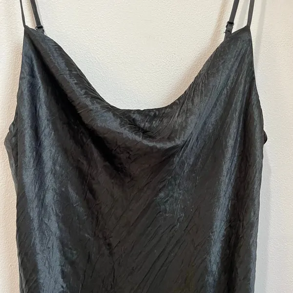 Aritzia Babaton Black Satin Slip Dress Textured Minimalist Chic Sz XS‎ - Image 3