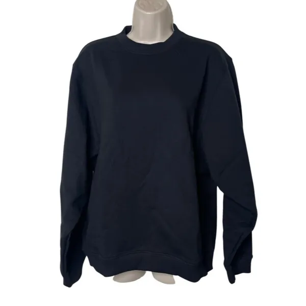 Lunya Cozy Fleece Crew Black Oversized Sweatshirt sz XS S - Image 2