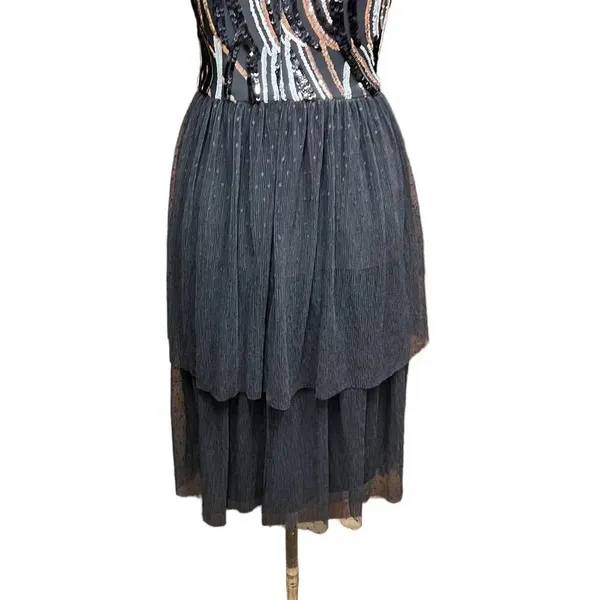 Dress The‎ Population Block Print Tiered Sequin Tulle Dress Size Small - Image 8