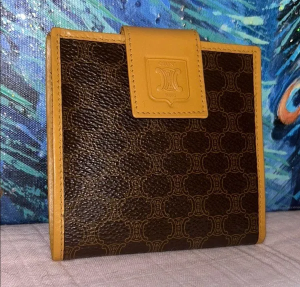 Vintage Celine Coated Canvas Monogram w Leather Accented Wallet - Image 2