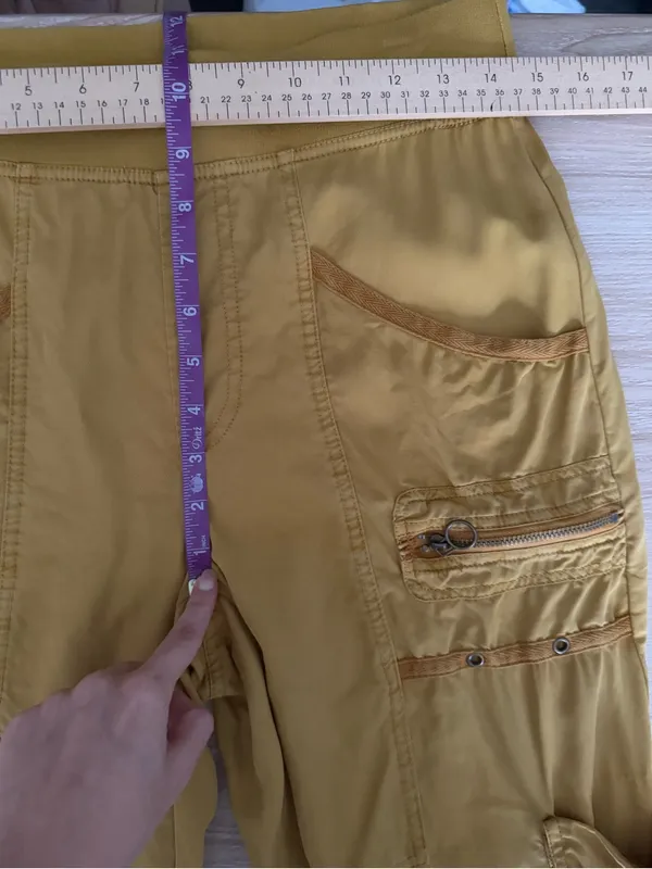 Xcvi XS Yellow Marigold Pants Straight Baggy Cargo Boho Gypsy Hippie Relaxed - Image 6