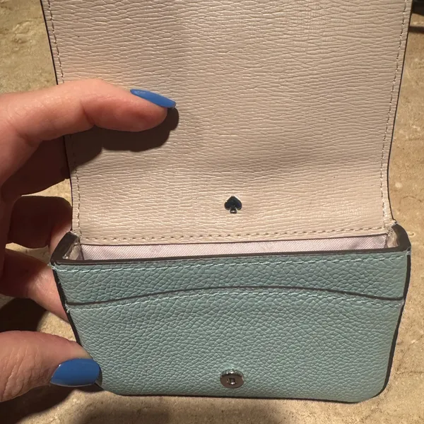 Kate Spade Teal Leather Card Holder | Slim Wallet | EUC - Image 4