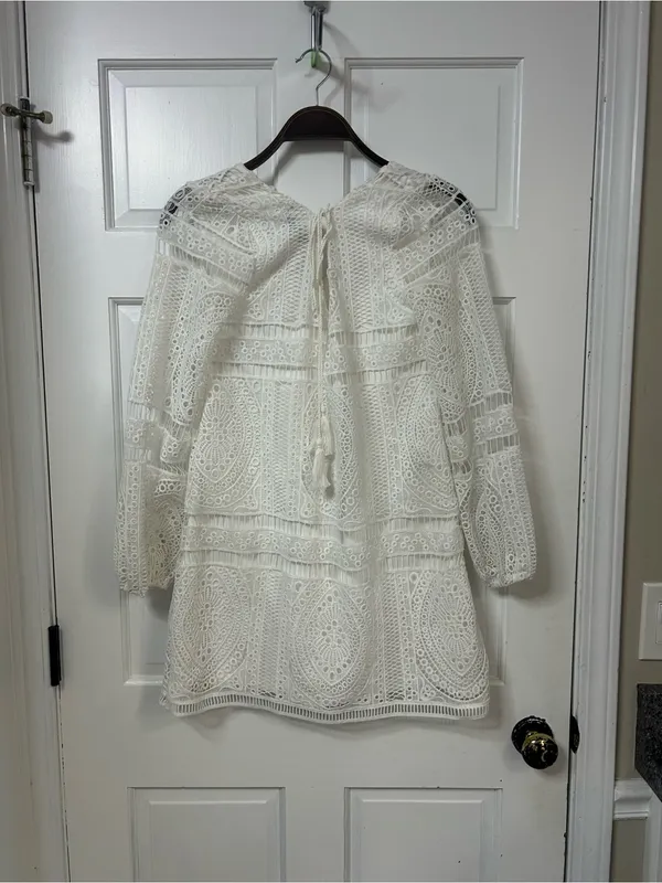 Lulu's White Crochet Tunic Swim Cover-Up - Image 3