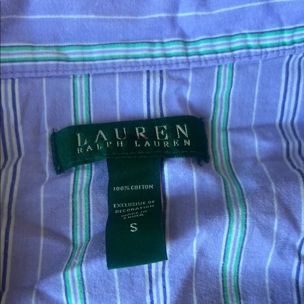 Ralph Lauren Two Piece Pajama Set Purple Green Striped Size Small - Image 5