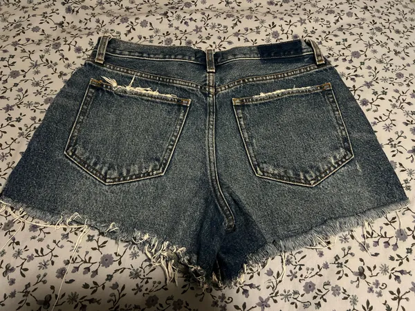 Abercrombie & Fitch Dark Wash High-Wasted Denim Jean Shorts - Image 4