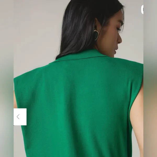 By Anthropologie Collared Polo‎ Muscle Sweater Tank Shirt Sz M Green - Image 3