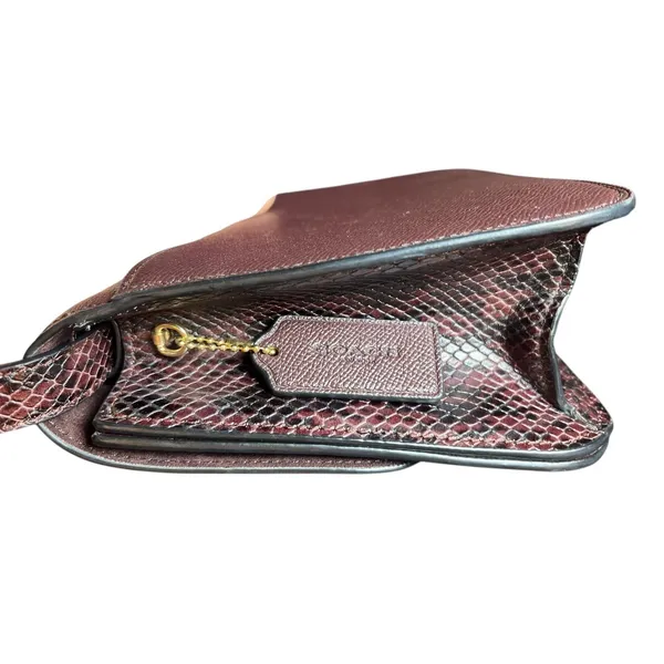 Coach C6777 Snake Embossed Cross Body Metallic Cherry Oxblood Pebbled Leather‎ - Image 4