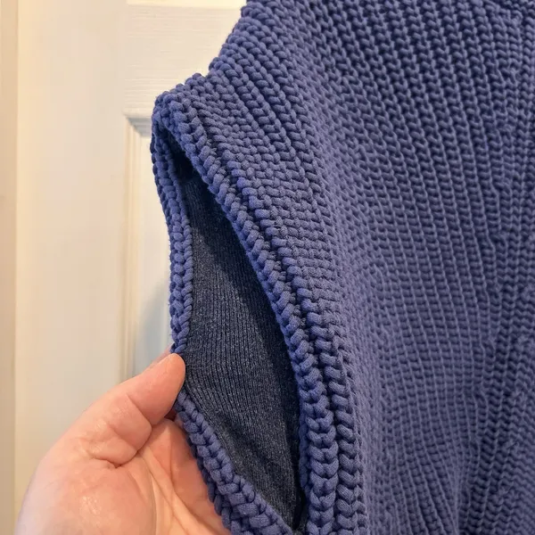 rag & bone Blue Chunky Knit Chevron Sweater Vest Sleeveless Crew Neck Small - Image 8